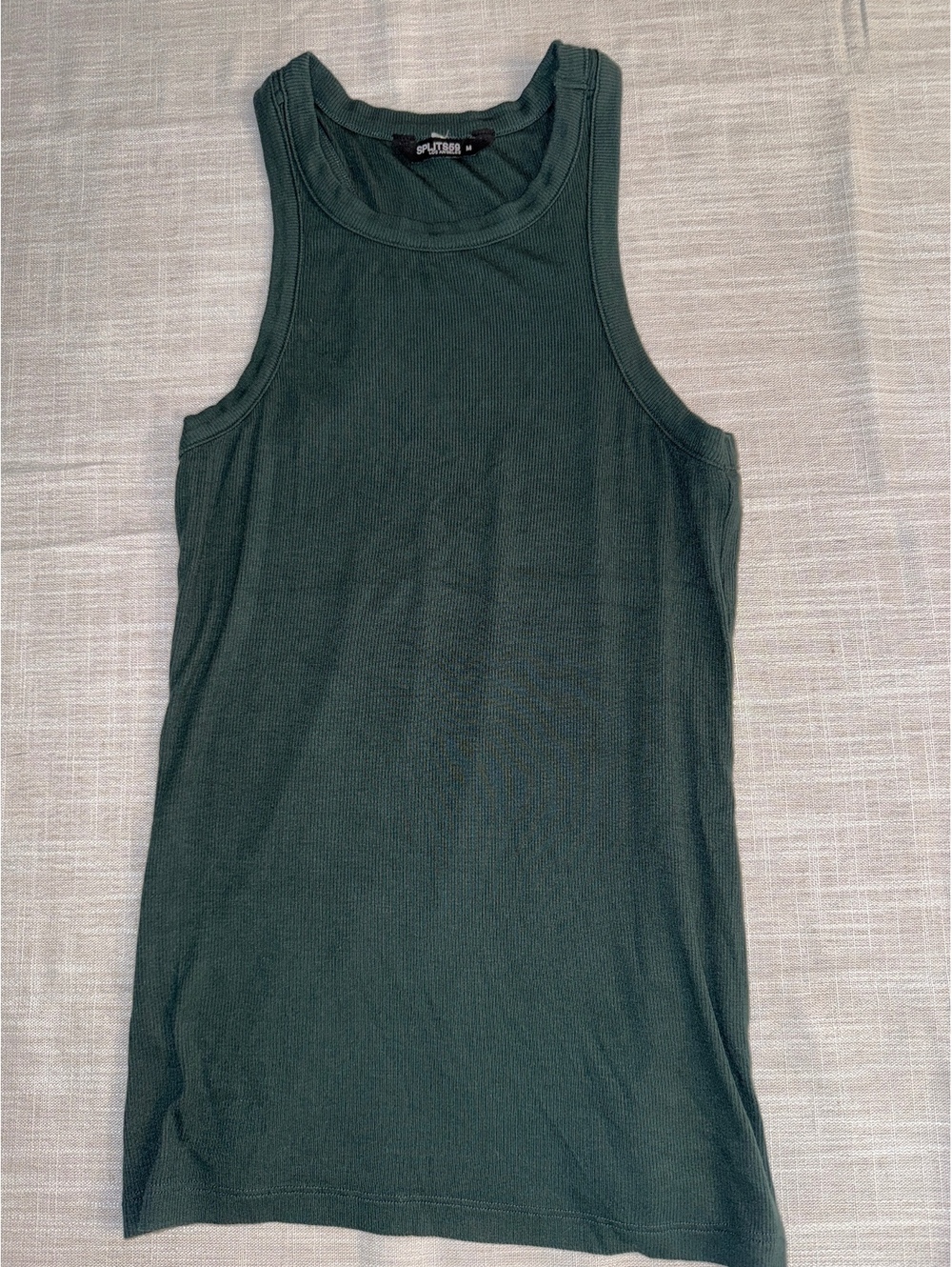 Splits59 Dark Green Ribbed Tank Top, Size M